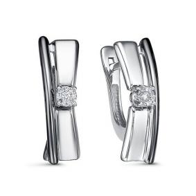 Серьги из белого золота КЮЗ Del'ta DБР121886б с бриллиантом DБР121886б фото