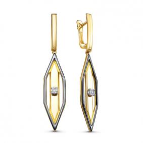 Серьги из лимонного золота КЮЗ Del'ta DБР121889л с бриллиантом DБР121889л фото