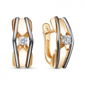 Золотые серьги КЮЗ Del'ta DБР121893 с бриллиантом DБР121893 фото