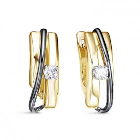 Серьги из лимонного золота КЮЗ Del'ta DБР121896л с бриллиантом DБР121896л фото