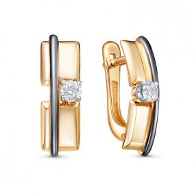 Золотые серьги КЮЗ Del'ta DБР121900 с бриллиантом DБР121900 фото