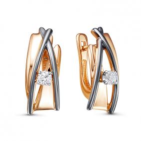 Золотые серьги КЮЗ Del'ta DБР121901 с бриллиантом DБР121901 фото