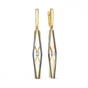 Серьги из лимонного золота КЮЗ Del'ta DБР121905л с бриллиантом DБР121905л фото