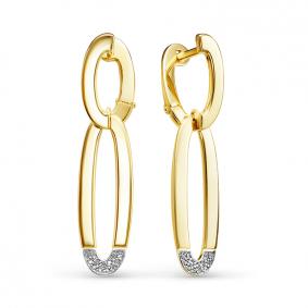Серьги из лимонного золота КЮЗ Del'ta DБР121909л с бриллиантом DБР121909л фото