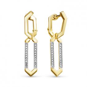 Серьги из лимонного золота КЮЗ Del'ta DБР121913л с бриллиантом DБР121913л фото