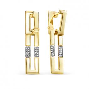 Серьги из лимонного золота КЮЗ Del'ta DБР121914л с бриллиантом DБР121914л фото