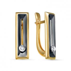 Серьги из лимонного золота КЮЗ Del'ta DБР121919л с бриллиантом DБР121919л фото