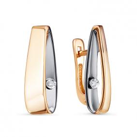 Золотые серьги КЮЗ Del'ta DБР121921 с бриллиантом DБР121921 фото