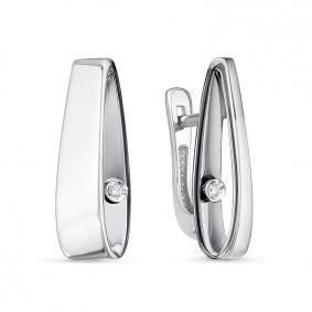 Серьги из белого золота КЮЗ Del'ta DБР121921б с бриллиантом DБР121921б фото