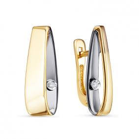 Серьги из лимонного золота КЮЗ Del'ta DБР121921л с бриллиантом DБР121921л фото