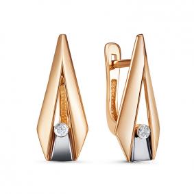 Золотые серьги КЮЗ Del'ta DБР121922 с бриллиантом DБР121922 фото