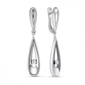 Серьги из белого золота КЮЗ Del'ta DБР121928б с бриллиантом DБР121928б фото