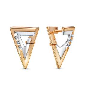 Золотые серьги КЮЗ Del'ta DБР121940 с бриллиантом DБР121940 фото