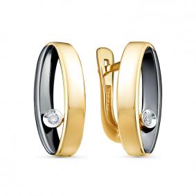 Серьги из лимонного золота КЮЗ Del'ta DБР121942л с бриллиантом DБР121942л фото