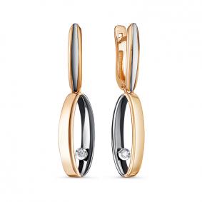 Золотые серьги КЮЗ Del'ta DБР121947 с бриллиантом DБР121947 фото