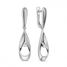 Серьги из белого золота КЮЗ Del'ta DБР121951б с бриллиантом DБР121951б фото