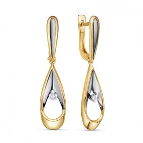 Серьги из лимонного золота КЮЗ Del'ta DБР121951л с бриллиантом DБР121951л фото