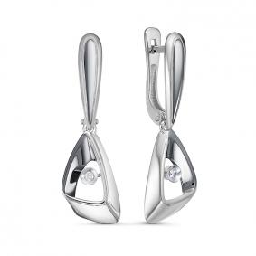 Серьги из белого золота КЮЗ Del'ta DБР121952б с бриллиантом DБР121952б фото
