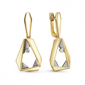 Серьги из лимонного золота КЮЗ Del'ta DБР121953л с бриллиантом DБР121953л фото