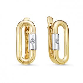 Серьги из лимонного золота КЮЗ Del'ta DБР121963л с бриллиантом DБР121963л фото