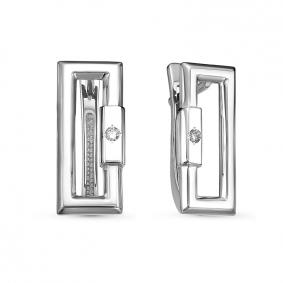 Серьги из белого золота КЮЗ Del'ta DБР121965б с бриллиантом DБР121965б фото