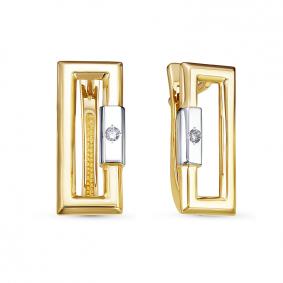 Серьги из лимонного золота КЮЗ Del'ta DБР121965л с бриллиантом DБР121965л фото