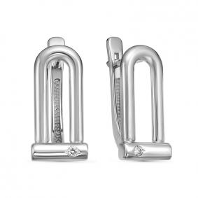 Серьги из белого золота КЮЗ Del'ta DБР121967б с бриллиантом DБР121967б фото