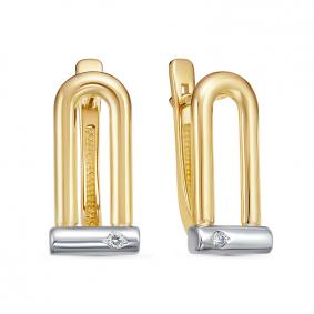 Серьги из лимонного золота КЮЗ Del'ta DБР121967л с бриллиантом DБР121967л фото