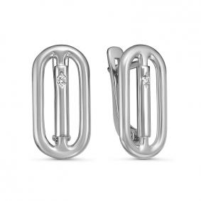 Серьги из белого золота КЮЗ Del'ta DБР121968б с бриллиантом DБР121968б фото