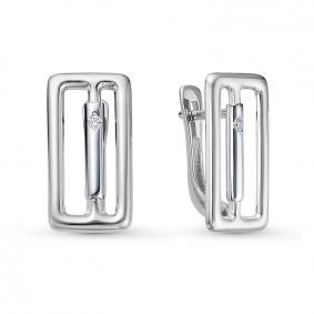 Серьги из белого золота КЮЗ Del'ta DБР121969б с бриллиантом DБР121969б фото