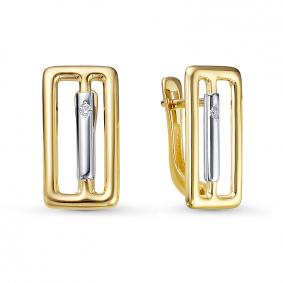 Серьги из лимонного золота КЮЗ Del'ta DБР121969л с бриллиантом DБР121969л фото