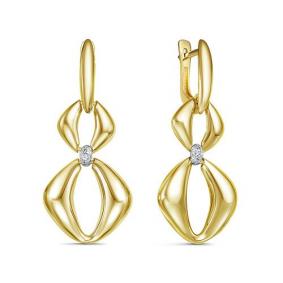 Серьги из лимонного золота КЮЗ Del'ta DБР121982л с бриллиантом DБР121982л фото