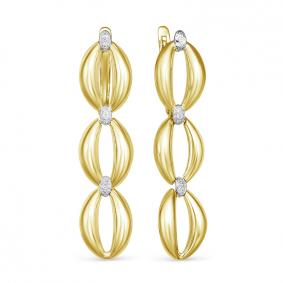 Серьги из лимонного золота КЮЗ Del'ta DБР121983л с бриллиантом DБР121983л фото