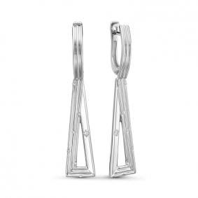 Серьги из белого золота КЮЗ Del'ta DБР121991б с бриллиантом DБР121991б фото