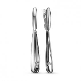 Серьги из белого золота КЮЗ Del'ta DБР122001б с бриллиантом DБР122001б фото