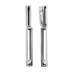 Серьги из белого золота КЮЗ Del'ta DБР122008б с бриллиантом DБР122008б фото