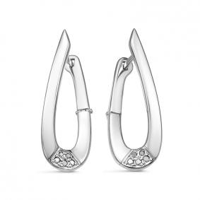 Серьги из белого золота КЮЗ Del'ta DБР122031б с бриллиантом DБР122031б фото