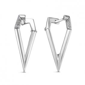 Серьги из белого золота КЮЗ Del'ta DБР122033б с бриллиантом DБР122033б фото