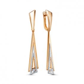 Золотые серьги КЮЗ Del'ta DБР122044 с бриллиантом DБР122044 фото