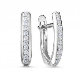 Серьги из белого золота КЮЗ Del'ta DБР122055б с бриллиантом DБР122055б фото