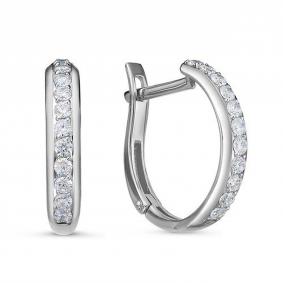 Серьги из белого золота КЮЗ Del'ta DБР122057б с бриллиантом DБР122057б фото