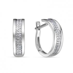 Серьги из белого золота КЮЗ Del'ta DБР122082б с бриллиантом DБР122082б фото