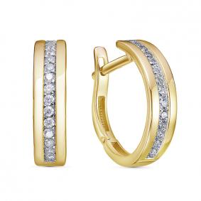 Серьги из лимонного золота КЮЗ Del'ta DБР122089л с бриллиантом DБР122089л фото