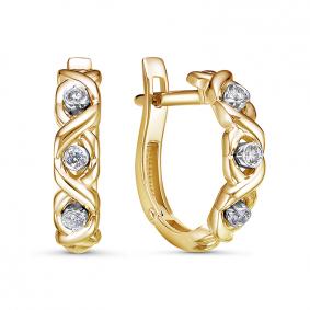 Серьги из лимонного золота КЮЗ Del'ta DБР122092л с бриллиантом DБР122092л фото