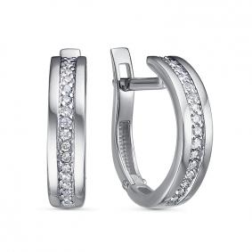 Серьги из белого золота КЮЗ Del'ta DБР122099б с бриллиантом DБР122099б фото