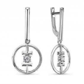 Серьги из белого золота КЮЗ Del'ta DБР122163б с бриллиантом DБР122163б фото