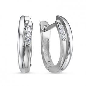 Серьги из белого золота КЮЗ Del'ta DБР122173б с бриллиантом DБР122173б фото