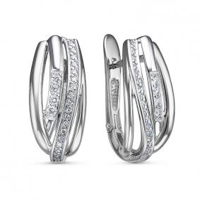 Серьги из белого золота КЮЗ Del'ta DБР122186б с бриллиантом DБР122186б фото