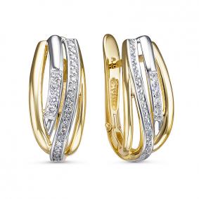 Серьги из лимонного золота КЮЗ Del'ta DБР122186л с бриллиантом DБР122186л фото