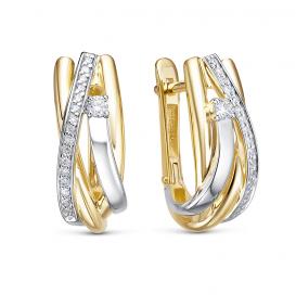 Серьги из лимонного золота КЮЗ Del'ta DБР122197л с бриллиантом DБР122197л фото